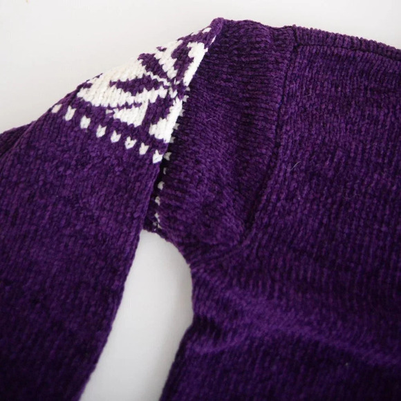 Vintage Separates Scene Purple Turtle Neck Knit Sweater w Snowflake Design L - Picture 10 of 11
